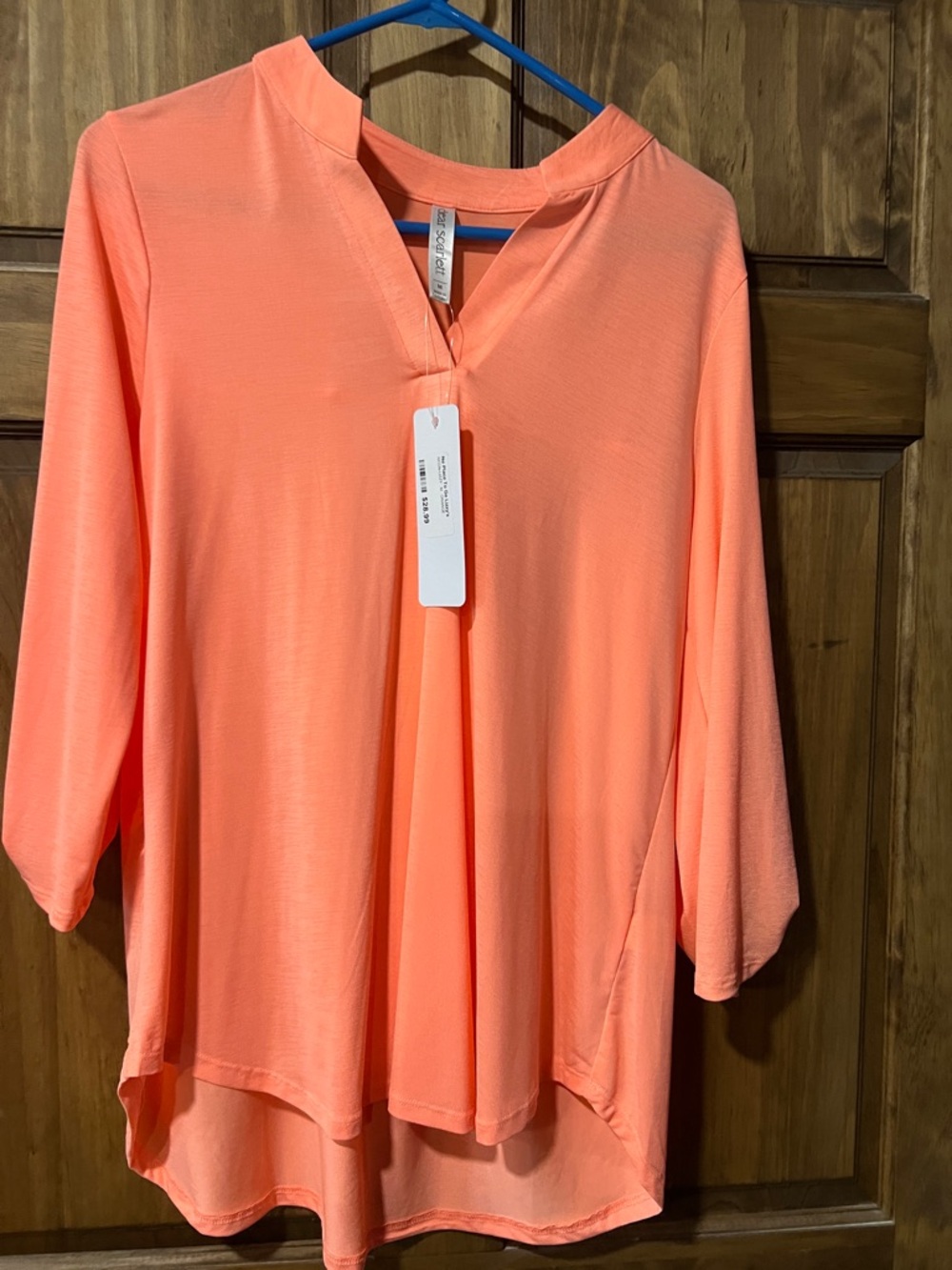 Scarlett Coral Split-Neck Tunic Top
